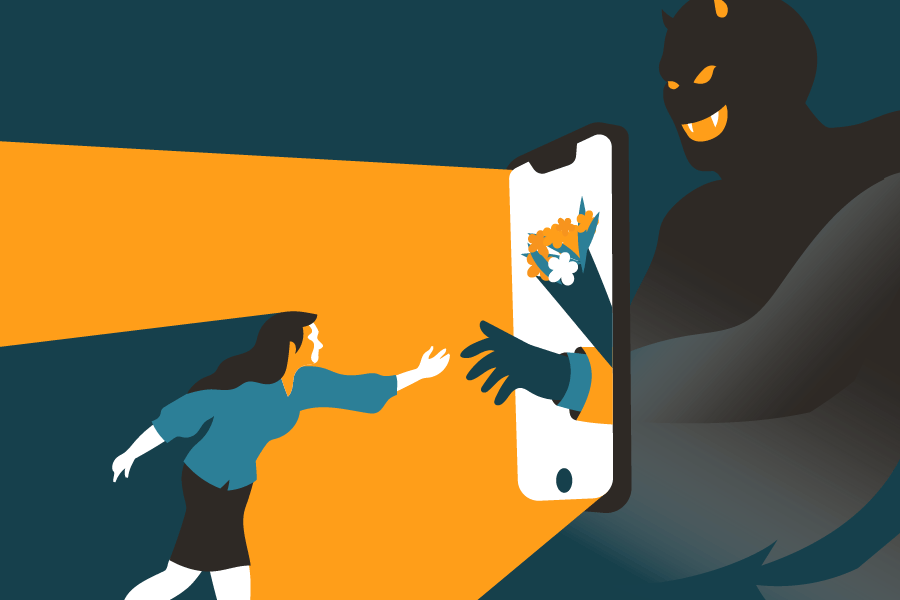 Illustration of a social engineering scam