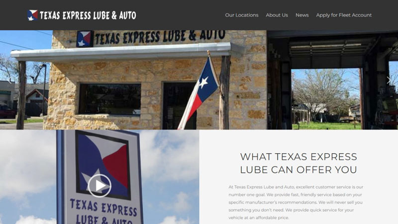 Texas Express Lube & Auto website sceenshot